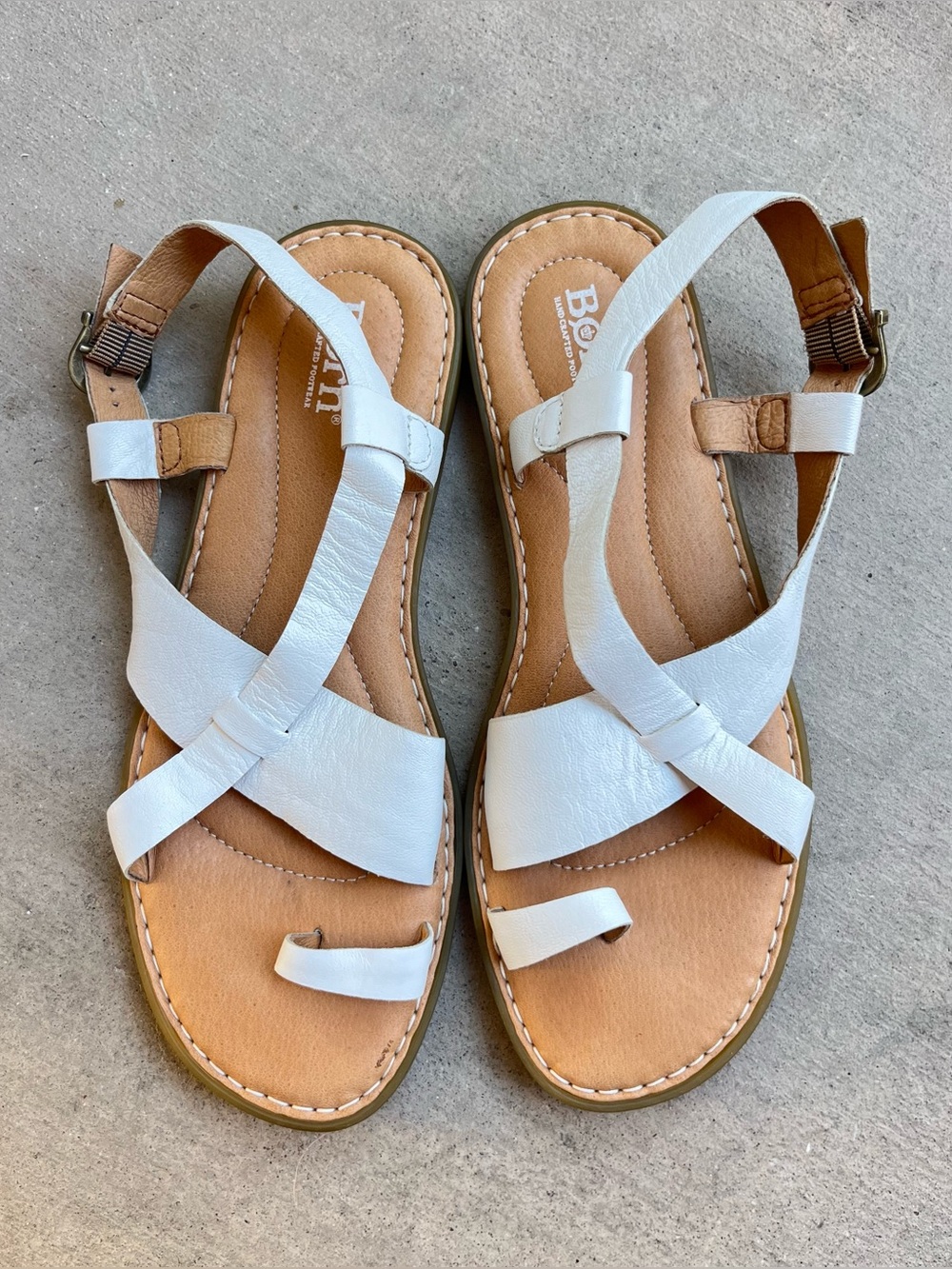 Born white leather sandals 9